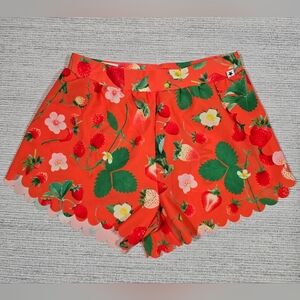 Molo Neva Swim Shorts Girls 7-8Y Strawberry Red Lined UPF50+ Scalloped